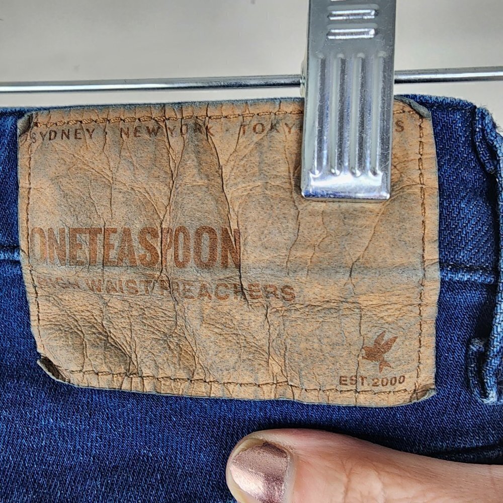 NWT One Teaspoon Preachers High Waist Organic Cotton Snap Cuff Jean Indigo Sz 24 - Picture 12 of 15